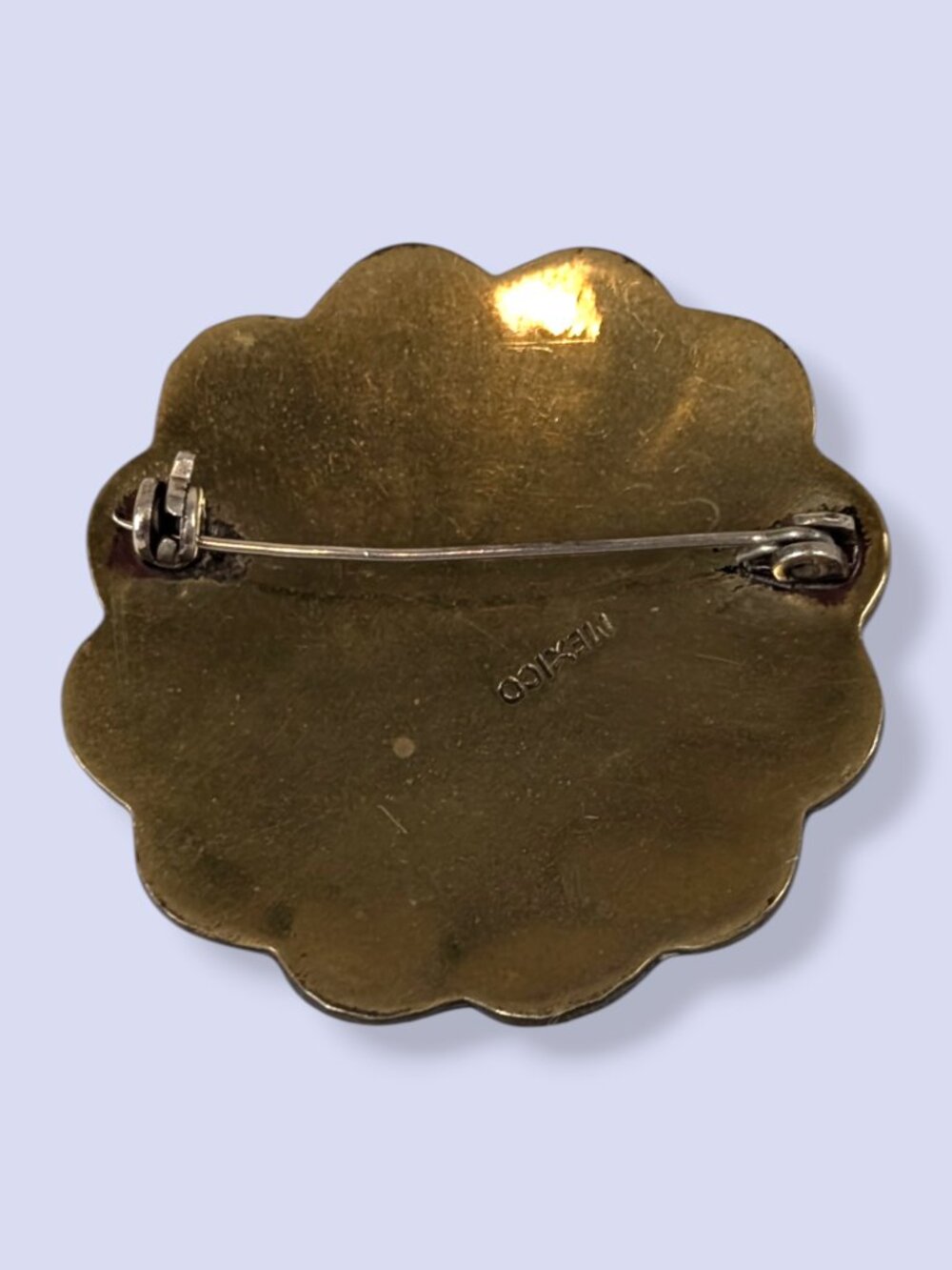 Vintage Scalloped Abalone Inlay Taxco-Style Mexico Brooch - Picture 10 of 10